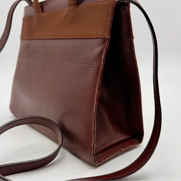 Salvatore Ferragamo Vara Ribbon Plate 2-WAY Bag 9.5 inch Brown Embossed Leather - Picture 7 of 15